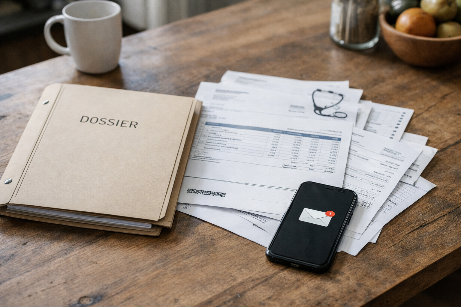 dossier en papieren op tafel